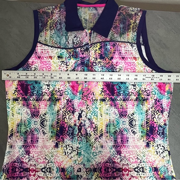 EP New York Pink Colorful Sleeveless Golf Polo Shirt Mesh Detail Women’s Large - Picture 7 of 8